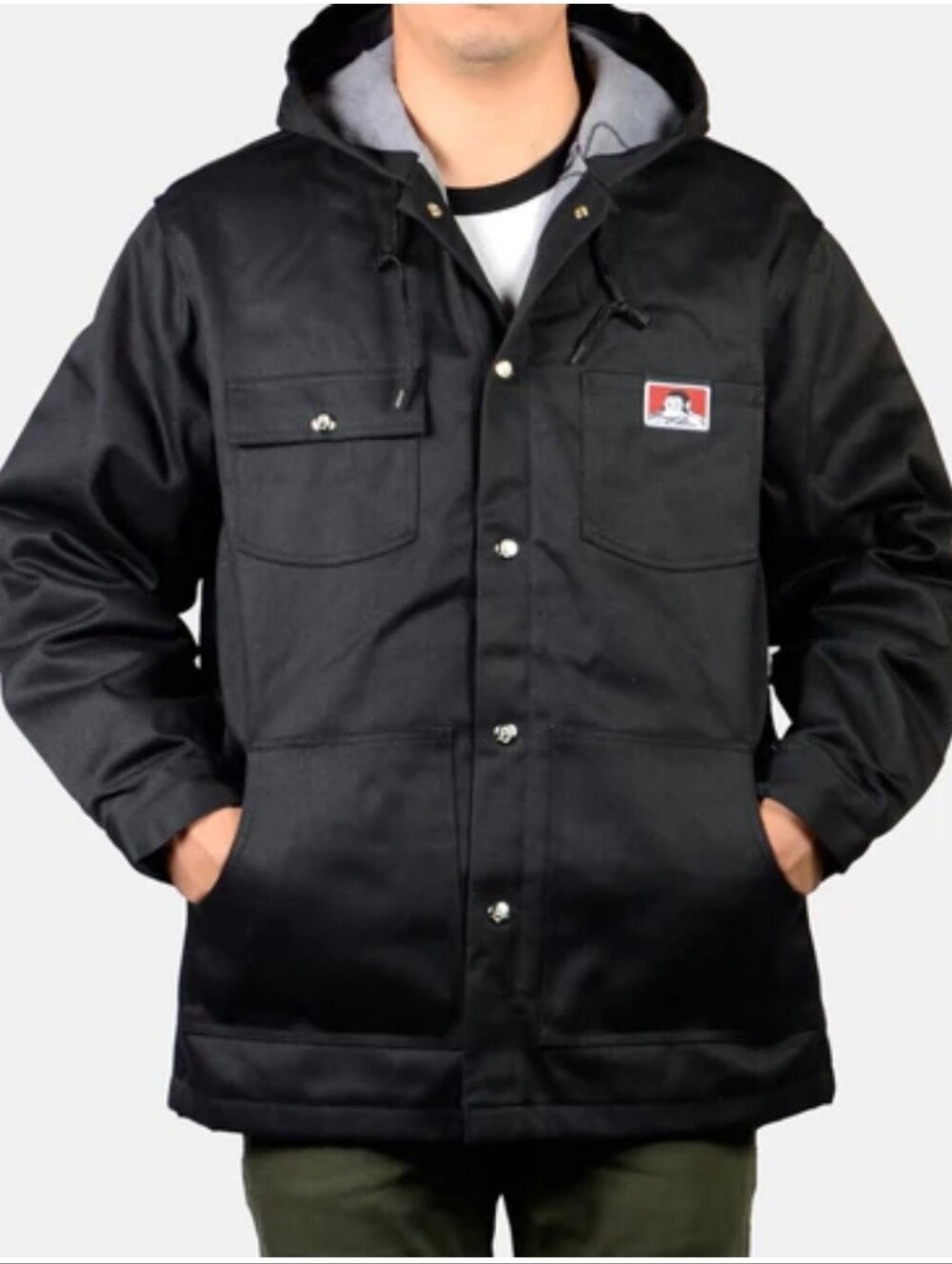Ben Davis Jacket, Size 3XL, Black, Hooded, Snaps, Fleece Lined